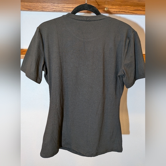 Women's Black Tee with Colorful Floral Embroidery - Picture 2 of 4